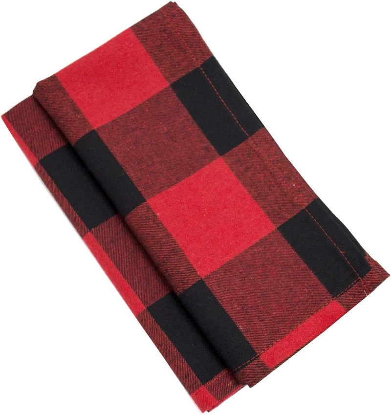 Fennco Styles Buffalo Plaid Red and Black Cotton Cloth Napkins 20 W x 20 L Set of 4  Holiday Plaid Dinner Napkins for Christmas Home Dining Table Dcor Banquet and Special Occasion - Image 1