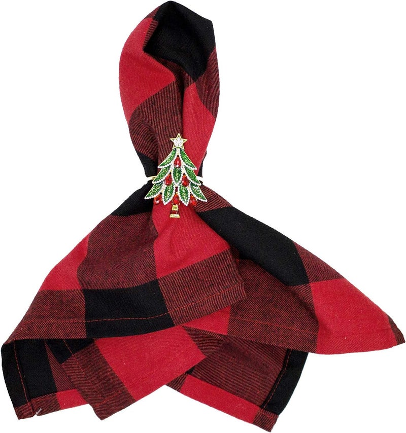 Fennco Styles Buffalo Plaid Red and Black Cotton Cloth Napkins 20 W x 20 L Set of 4  Holiday Plaid Dinner Napkins for Christmas Home Dining Table Dcor Banquet and Special Occasion - Image 5