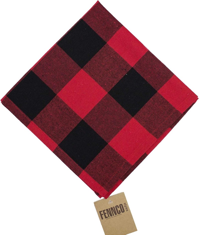 Fennco Styles Buffalo Plaid Red and Black Cotton Cloth Napkins 20 W x 20 L Set of 4  Holiday Plaid Dinner Napkins for Christmas Home Dining Table Dcor Banquet and Special Occasion - Image 2