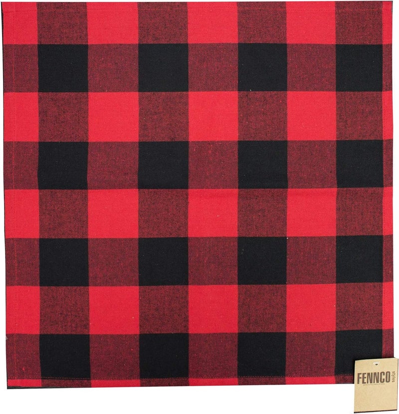 Fennco Styles Buffalo Plaid Red and Black Cotton Cloth Napkins 20 W x 20 L Set of 4  Holiday Plaid Dinner Napkins for Christmas Home Dining Table Dcor Banquet and Special Occasion - Image 3