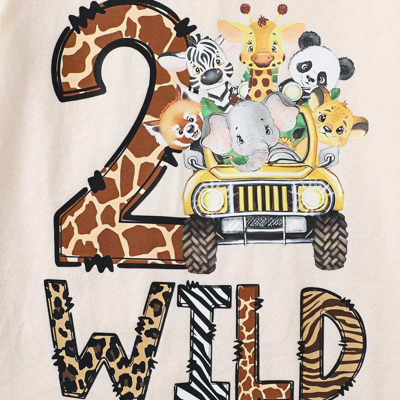 Pudcoco 2nd Birthday Toddler Baby Boy Girl T-Shirt Two Wild Safari Jungle Zoo Animal Print Second Birthday Tee Top - Image 5