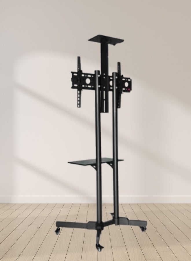 Adjustable Mobile TV Stand with Shelf – Fits 32" to 75" Screens - Image 3