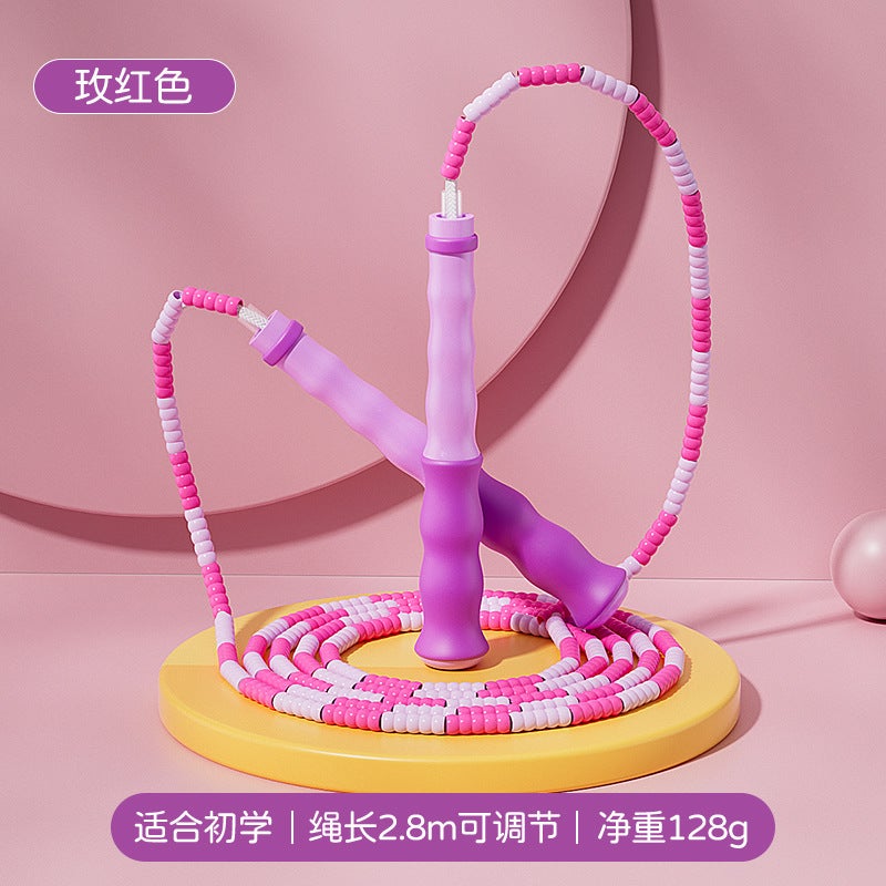 Generic Childrens bamboo rope skipping adjustable primary school student special beginner first grade kindergarten examination professional rope wholesale Pink style