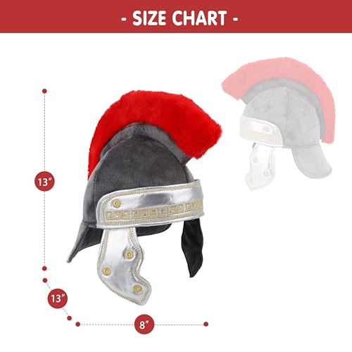 June Garden Kids Roman Centurion Helmet Soft Plush Pretend Play Armor with Red Crest Historical DressUp Costume Accessory for Boys Girls Ages 3 - Image 5