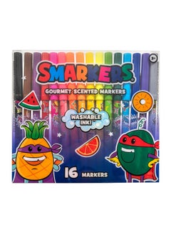 Scentco Smarkers - Washable Patented Gourmet Scented Markers, Assorted Colors, Standard Point Felt Tip, 16 Count  - Image 1