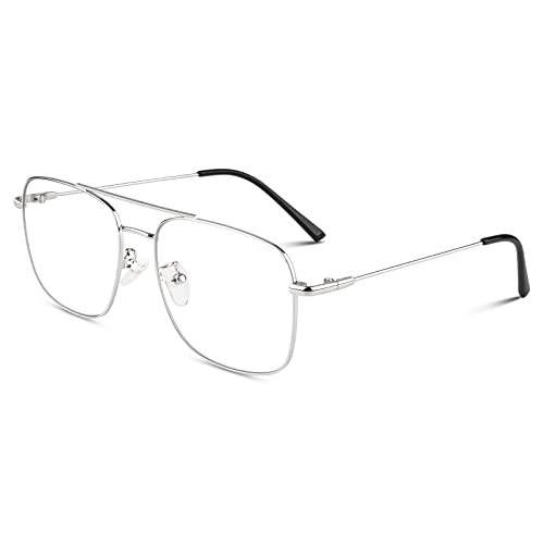 LINVO Fake Glasses Non-Prescription Clear Lens Metal Frame Fashion Eyewear for Women Men - Image 1