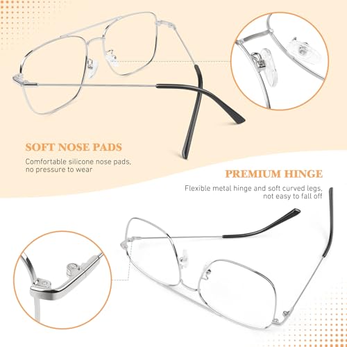 LINVO Fake Glasses Non-Prescription Clear Lens Metal Frame Fashion Eyewear for Women Men - Image 4