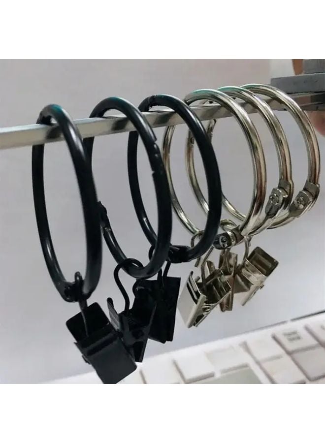 12pcs Silvery 25mm Quick Installation No Sew Curtain Clip Rings - Image 3