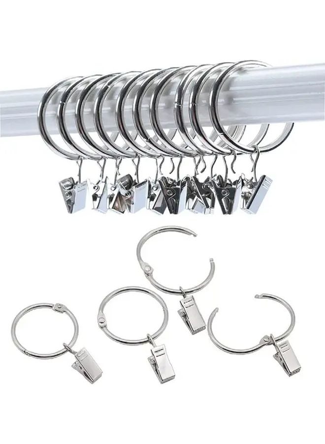 12pcs Silvery 25mm Quick Installation No Sew Curtain Clip Rings - Image 1