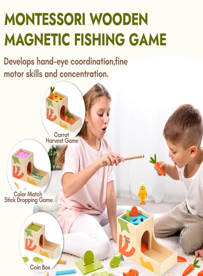 Giant bean 8-in-1 Wooden Montessori Toys Set Learning Toys for Baby 12-18 Month with Object Permanence Box, Senser Ball Roll Tower, Hammer, Fishing Carrot, Shape Sorting Stacking Cup for Kids 1+ - Image 2