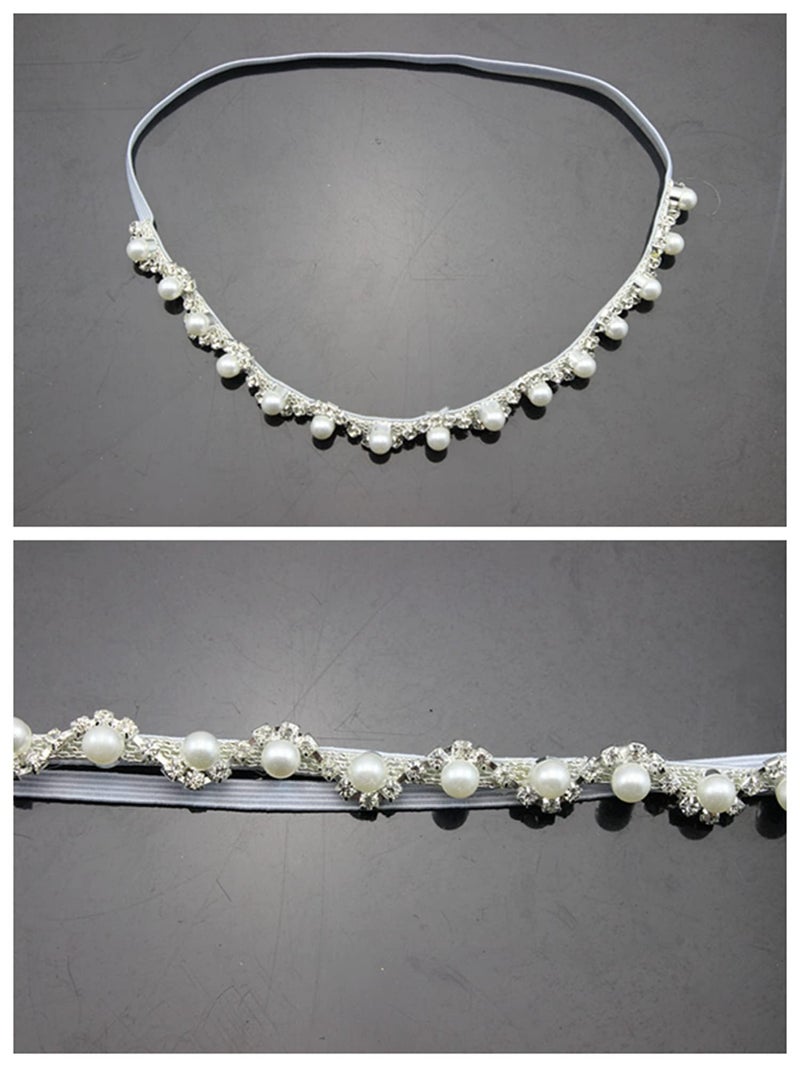 Honra Orraphtstu Newborn Photography Props Pearl Headband Baby Photoshoots Posing Photo Tieback Hair Accessories (White 01) - Image 3