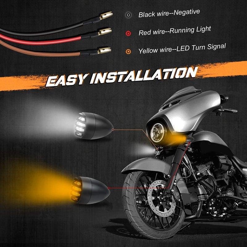NTHREEAUTO LED Motorcycle Turn Signals Blinkers Smoked Front Running Light - Image 4