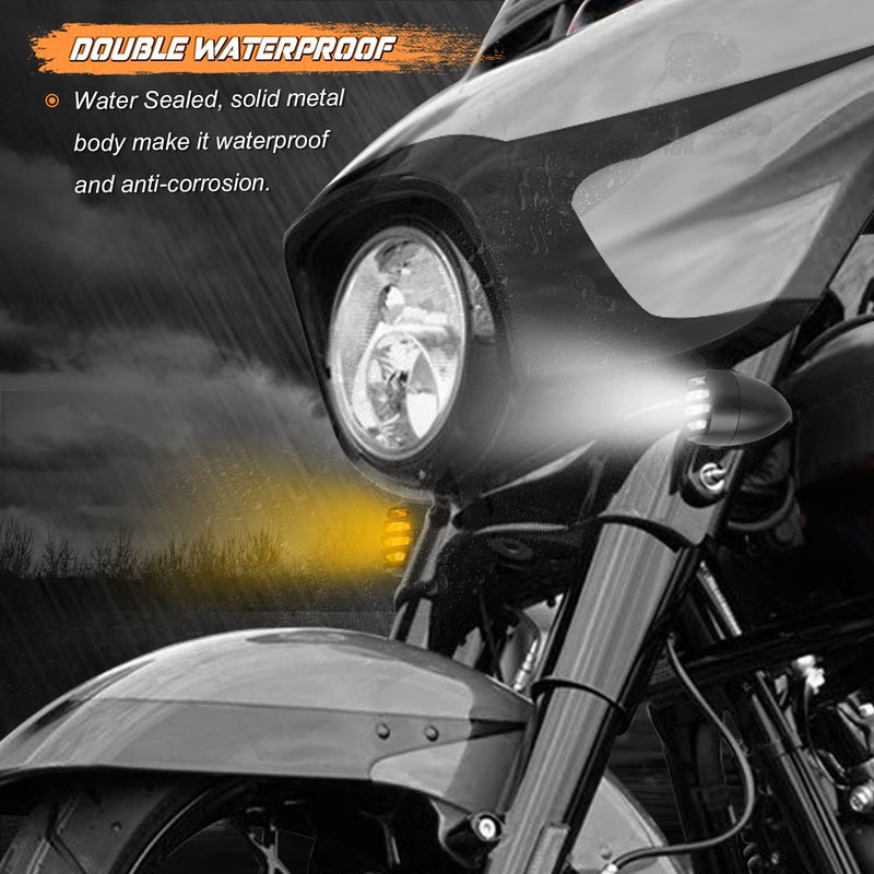 NTHREEAUTO LED Motorcycle Turn Signals Blinkers Smoked Front Running Light - Image 3