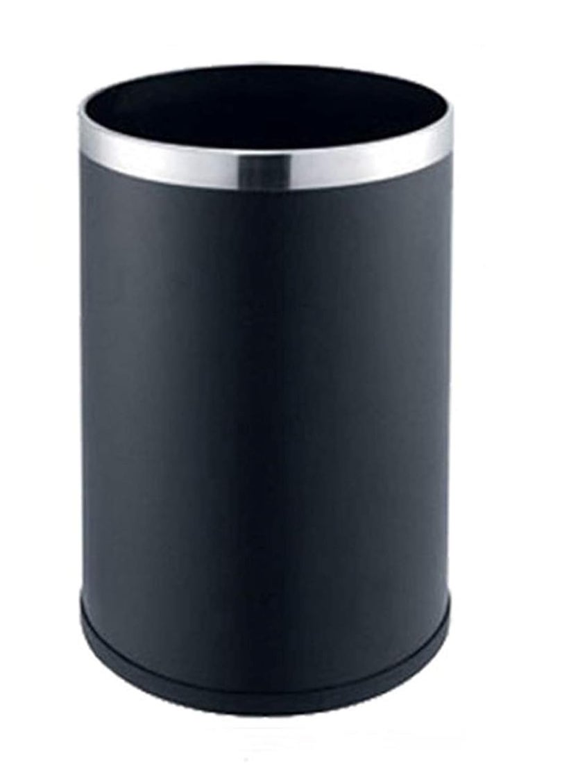 HAINE HAINE Small Dustbin For Home Room 7 Litres Stainless Steel Black OpenTop  - Image 1