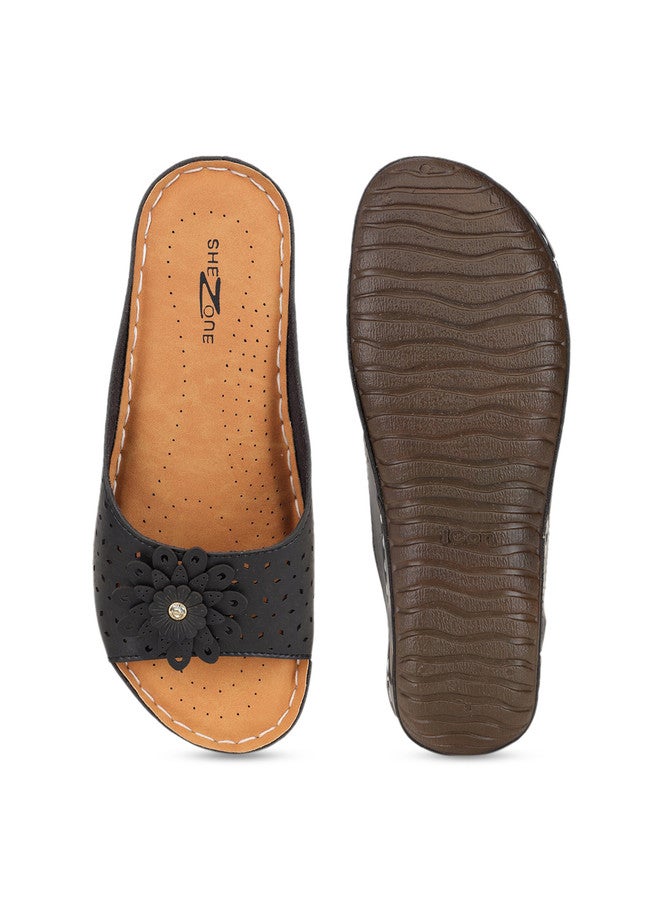 She Zone Shezone Women Black Open Toe Flats - Image 5