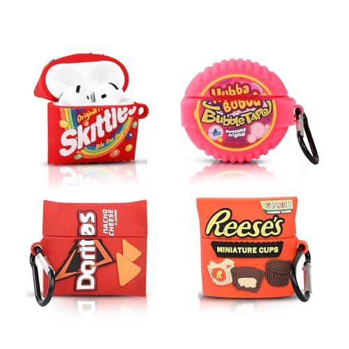 XMBYGY (4 Pack) Cute Case for AirPods 4 Earbuds (2024), Silicone Cartoon Charging Case Shockproof Protective Headphones Cover with Carabiner for Man Woman Teen (S+B+R+D) - Image 1