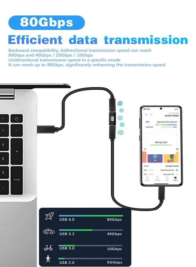 Duttek 80Gbps USB C Female to Female Adapter (240W Fast Charging and 8K@60Hz Video) USB C Extender Bidirectional Converter for iPad, MacBook,Thunderbolt 5/4 and Type-C Devices (2Pack) - Image 2