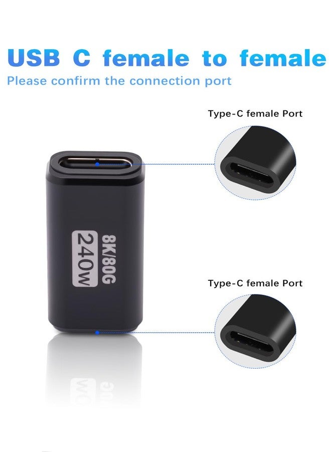 Duttek 80Gbps USB C Female to Female Adapter (240W Fast Charging and 8K@60Hz Video) USB C Extender Bidirectional Converter for iPad, MacBook,Thunderbolt 5/4 and Type-C Devices (2Pack) - Image 4