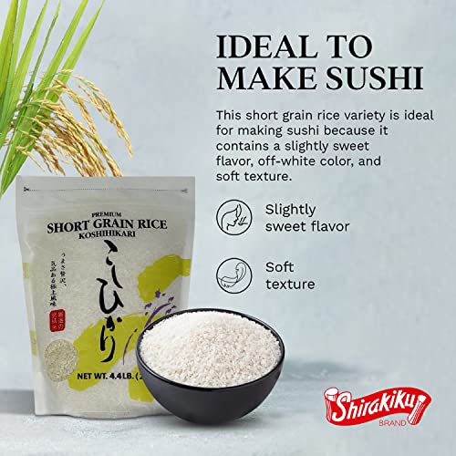 Shirakiku Dried Grains  Rice  Japanese Style Short Grain White Koshihikari  Uncooked Premium Quality Sweet Sticky Sushi Rice 44 Pounds bag - Image 5