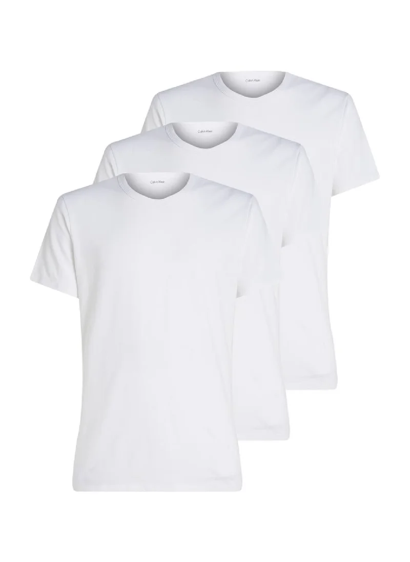 CALVIN KLEIN Men's 3 Pack Lounge T-Shirts - Cotton Blend, White