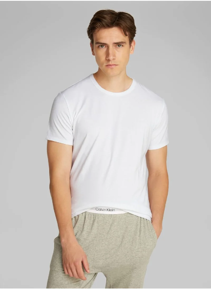 CALVIN KLEIN Men's 3 Pack Lounge T-Shirts - Cotton Blend, White