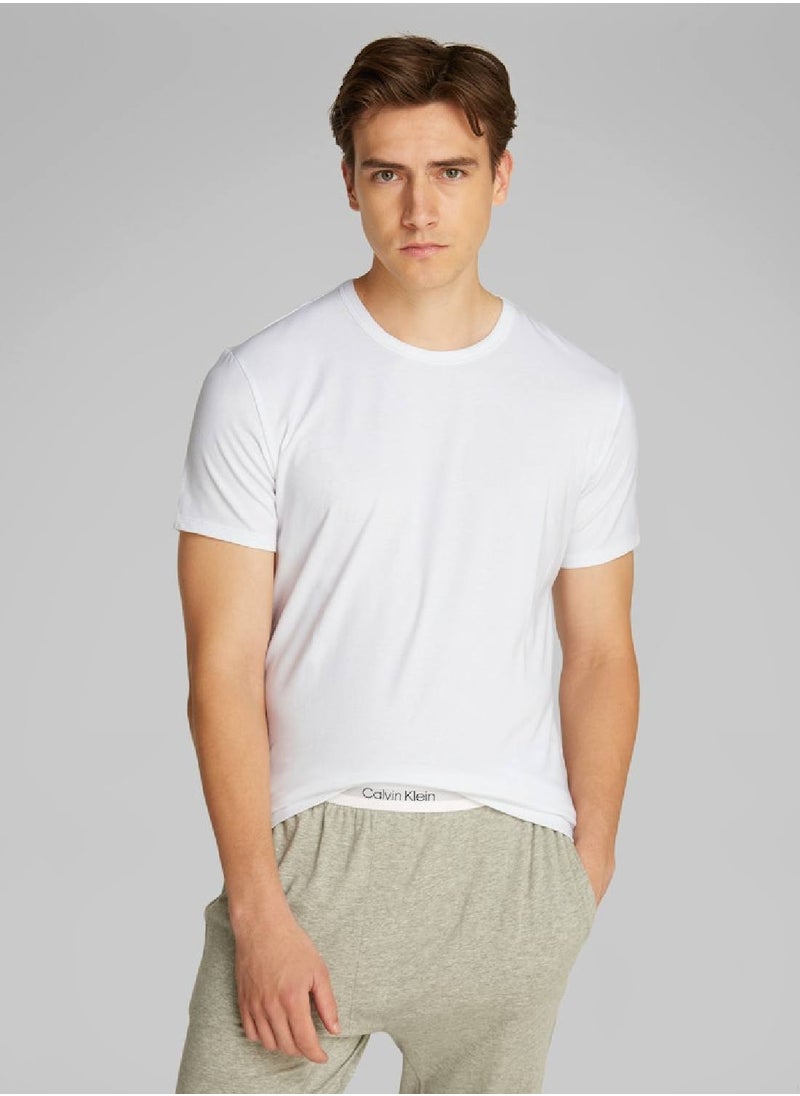 CALVIN KLEIN Men's 3 Pack Lounge T-Shirts - Cotton Blend, White  - Image 2