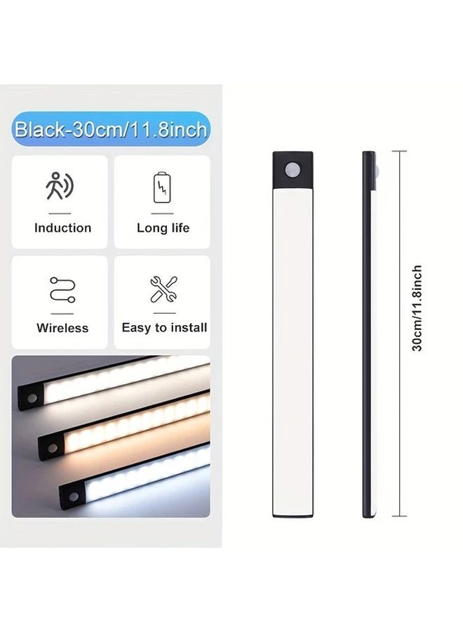 ضوء الاستشعار البشري الذكي 30 سم سبيكة الألومنيوم الأسود بطارية كبيرة السعة - Image 1