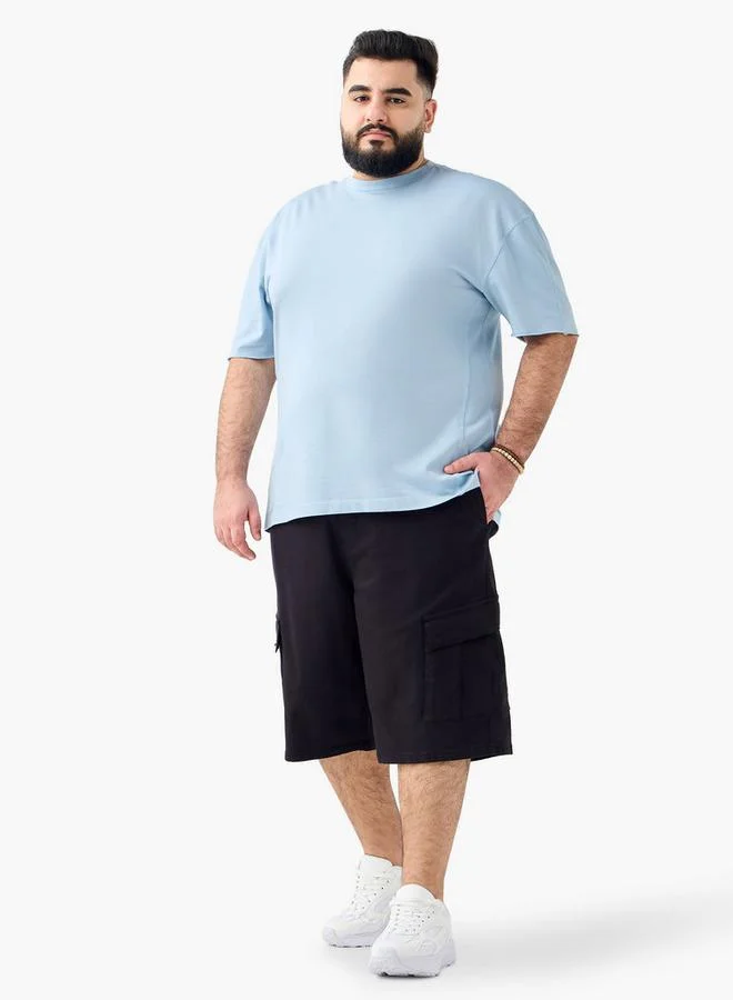 Splash FAV Plus Size Regular Fit Crew Neck T-shirt with Short Sleeves