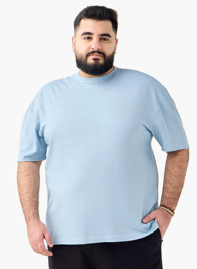 Splash FAV Plus Size Regular Fit Crew Neck T-shirt with Short Sleeves