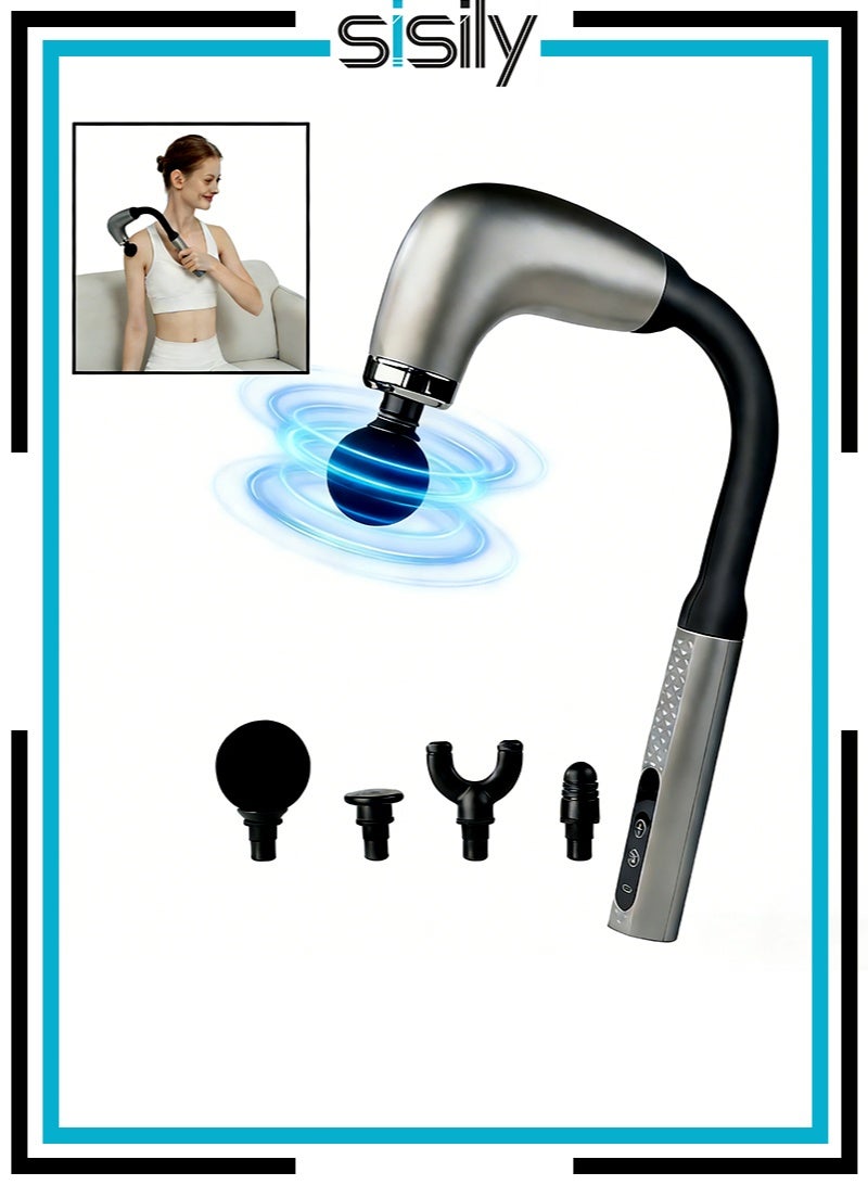 Sisily Extended Handle Massage Gun Percussion Deep Tissues Muscle Massager Gun With 5 Speeds Massage Device Super Quiet Portable Electric Handheld Body Massager For Back Neck Pain Relief - Image 1