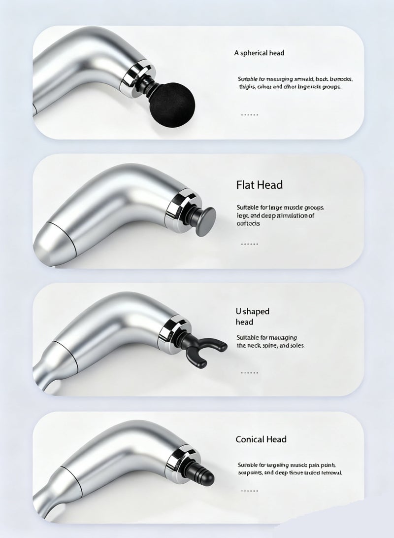 Sisily Extended Handle Massage Gun Percussion Deep Tissues Muscle Massager Gun With 5 Speeds Massage Device Super Quiet Portable Electric Handheld Body Massager For Back Neck Pain Relief - Image 3