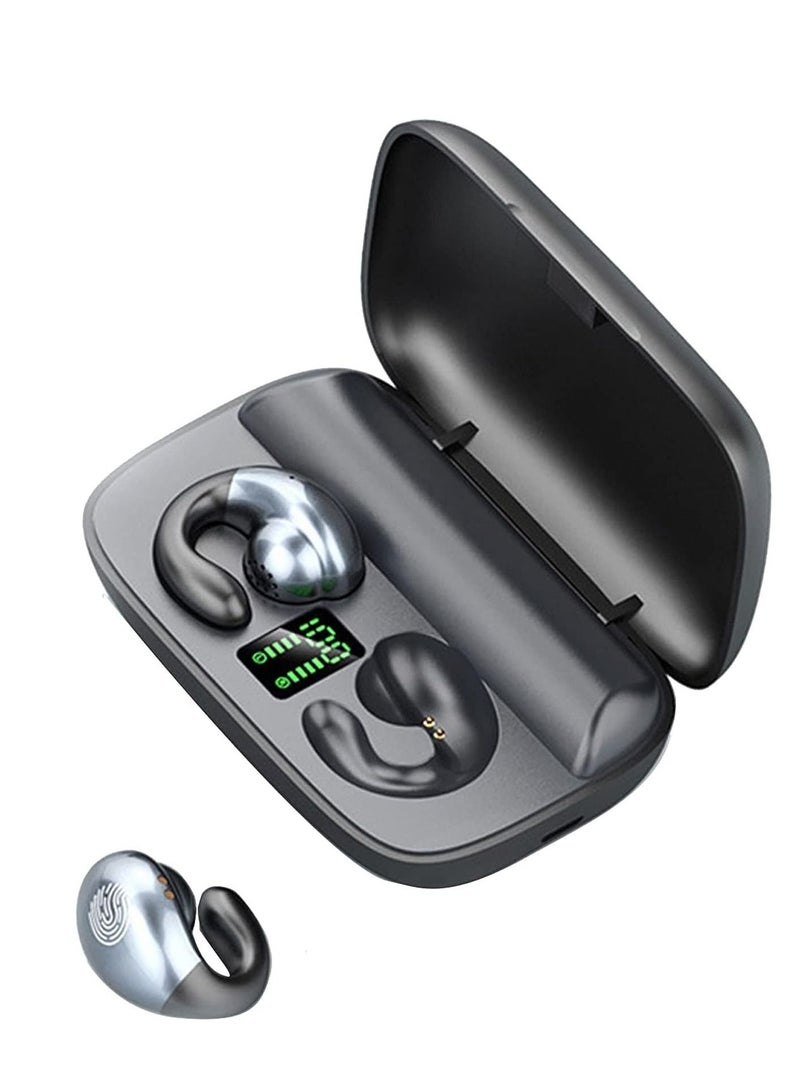 Excefore Wireless Earbuds with Earhooks Mini Bone Conduction Headphones Waterproof Bluetooth Earbuds Earpiece Noise Canceling Headset Sports Bluetooth 5.0 Earphones Headset for Cycling Driving, Gym  - Image 1