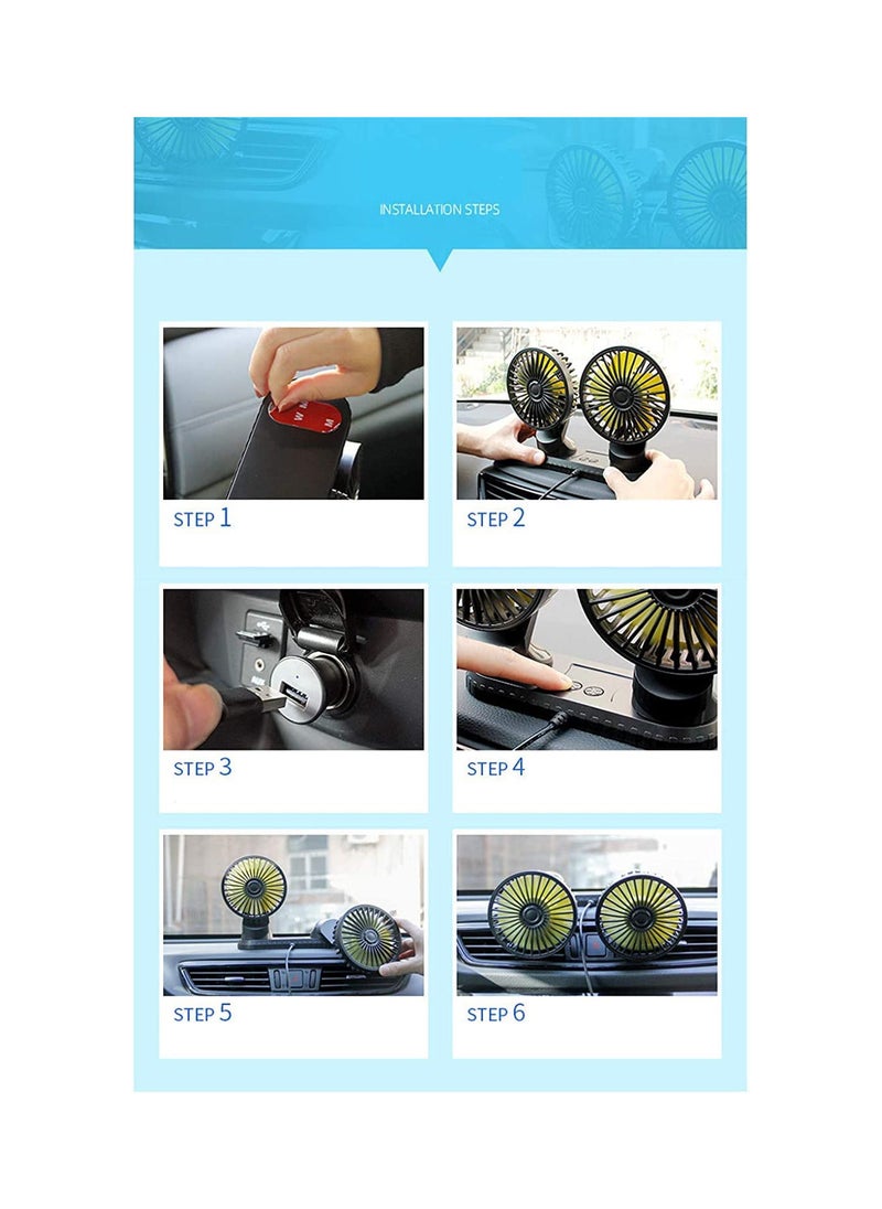 DeloPik - Electric Car Dashboard Fan with Cord (5V, 9FT) - Image 1