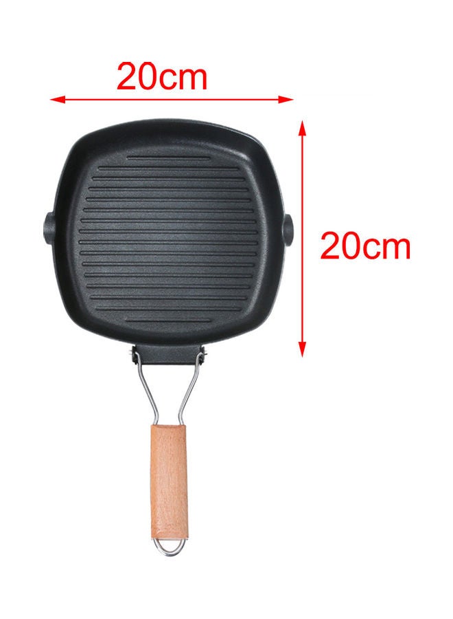 NIBEMINENT Flat Bottom Steak Breakfast Frying Pan Non-stick Induction Cooker Saucepan Black 23x22.5x4cm - Image 1