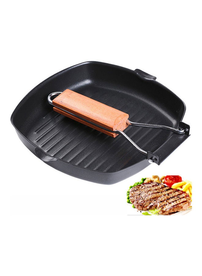 NIBEMINENT Flat Bottom Steak Breakfast Frying Pan Non-stick Induction Cooker Saucepan Black 23x22.5x4cm - Image 2