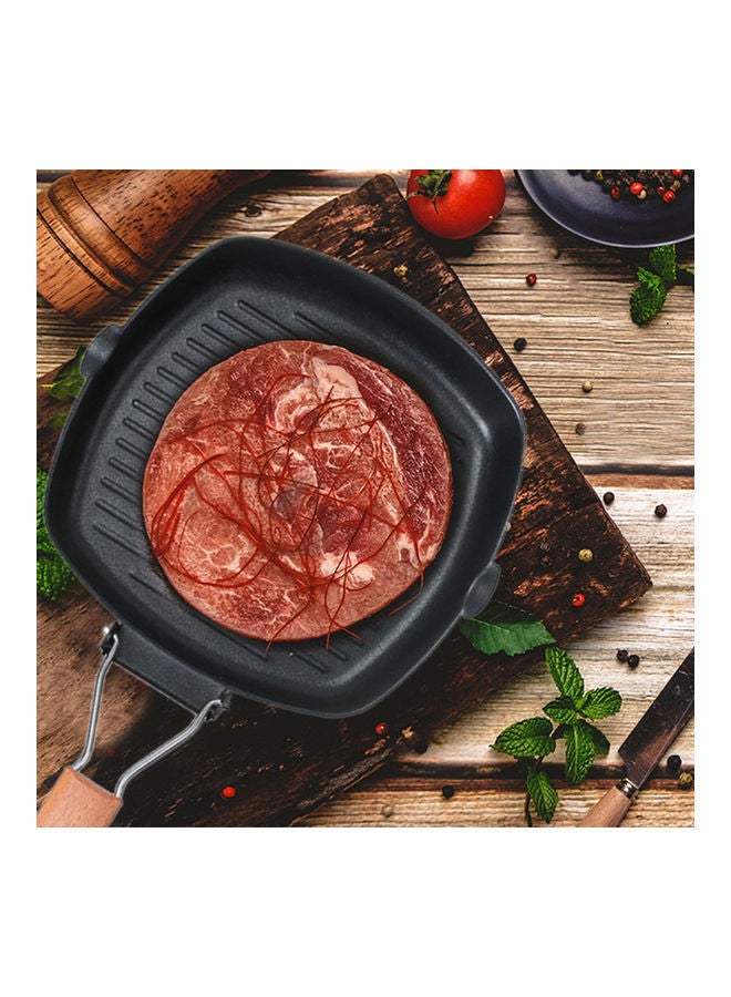 NIBEMINENT Flat Bottom Steak Breakfast Frying Pan Non-stick Induction Cooker Saucepan Black 23x22.5x4cm - Image 3