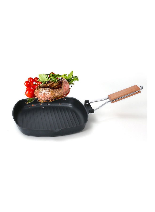 NIBEMINENT Flat Bottom Steak Breakfast Frying Pan Non-stick Induction Cooker Saucepan Black 23x22.5x4cm - Image 4