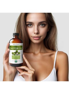 Usda Certified Organic Castor Oil - 16 Fl Oz In Glass Bottle | For Hair Growth, Boost Eyelashes, Eyebrows | Cold Pressed, Natural Oil, Usp Grade | Hexane Free, Lash Serum, Caster