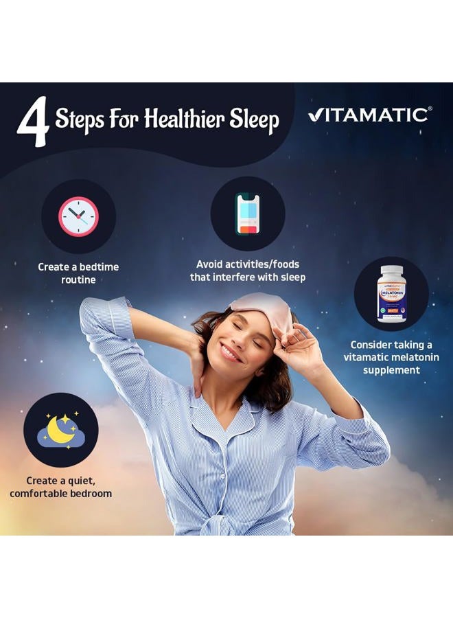 Vitamatic Melatonin 10 mg Tablets | Vegetarian, Non-GMO, Gluten-Free | 1-Year Supply | Natural Berry Flavor - 365 Tablets - Image 4