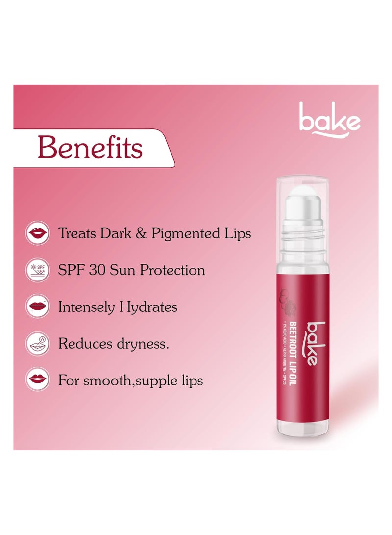 BAKE 1% Kojic Acid Beetroot Tinted Brightening Lip Balm Oil for Dark & Pigmented Lips with SPF 25 PA++++ with Alpha Arbutin (15g) - Image 3