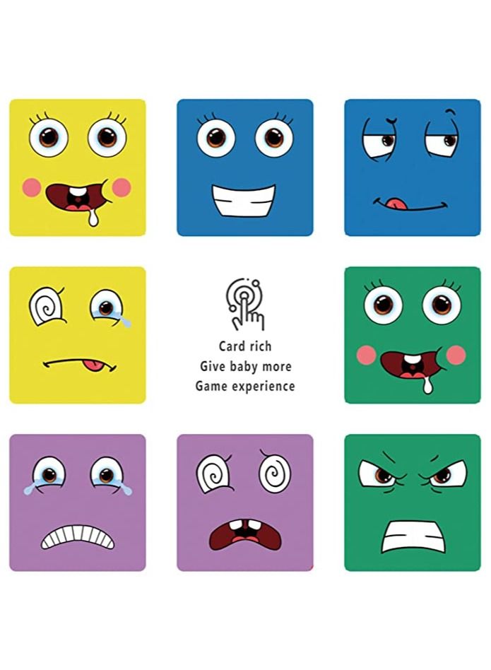 NIBEMINENT Expressions Matching Wooden Blocks Toy, Face Changing Magic CubeEducational Puzzle Games,Cube Building Block Toy with bell,4 people PK  - Image 3