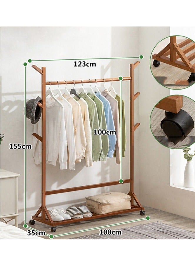HOMESTAR Bamboo Garment Rack Solid Coat Hangers Non-Slip Cloth Hangers With Notches And 360 Swivel Wheel - Image 2