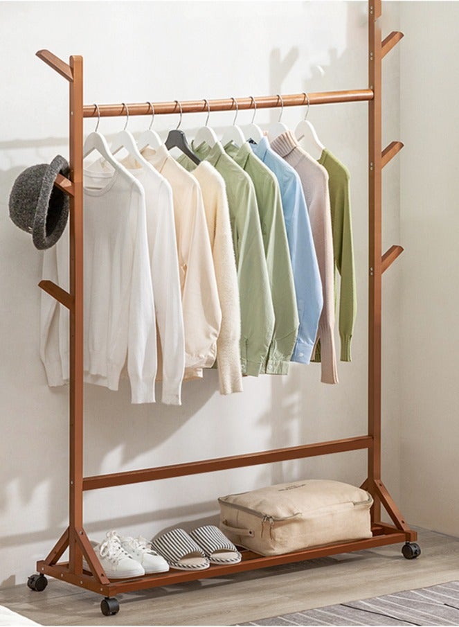 HOMESTAR Bamboo Garment Rack Solid Coat Hangers Non-Slip Cloth Hangers With Notches And 360 Swivel Wheel - Image 1