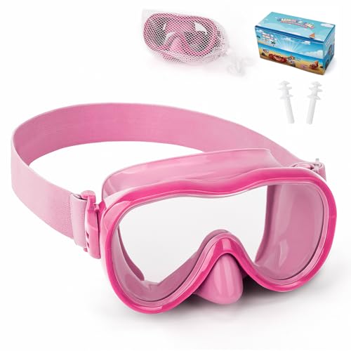 Wave Kids Swim Goggles, Anti-Leak Snork Mask Diving Mask with Nose Cover & Elastic Fabric Strap, UV Protection Swimming Goggles with Mesh Bag & Ear Plugs for Kids Boys Girls - Image 1