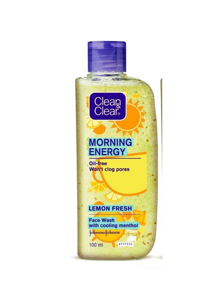 Clean & Clear Morning Energy Lemon Fresh, facewash Yellow, 100 ml (Pack of 3) - Image 2