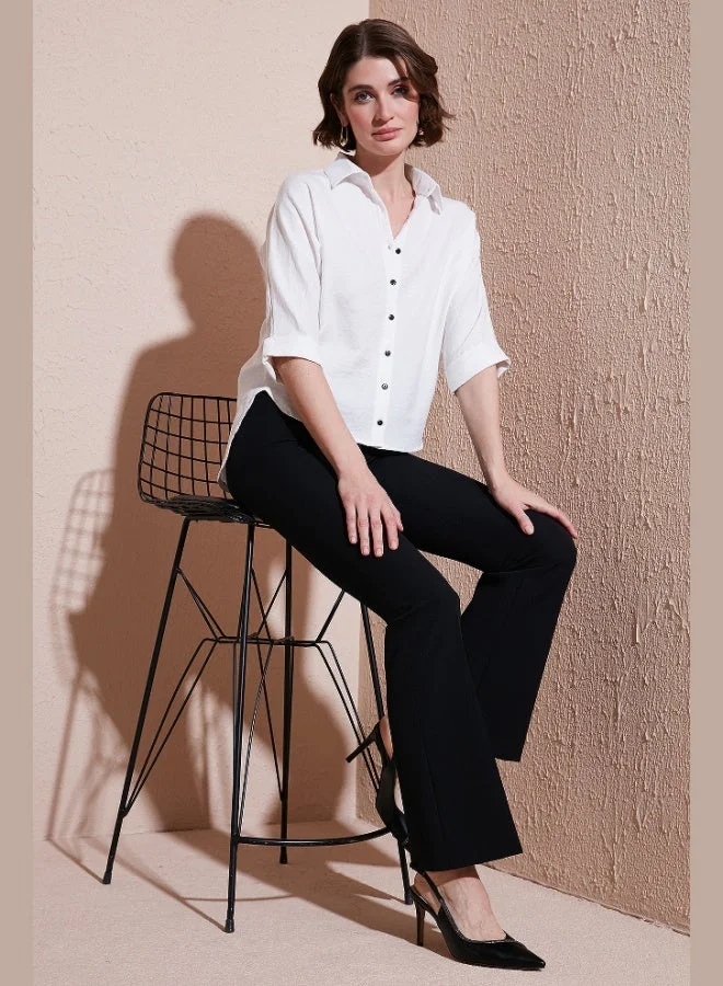 ليلا قميص نسائي ليلى بأكمام ترافكار قصيرة من الأمام وطويلة من الخلف