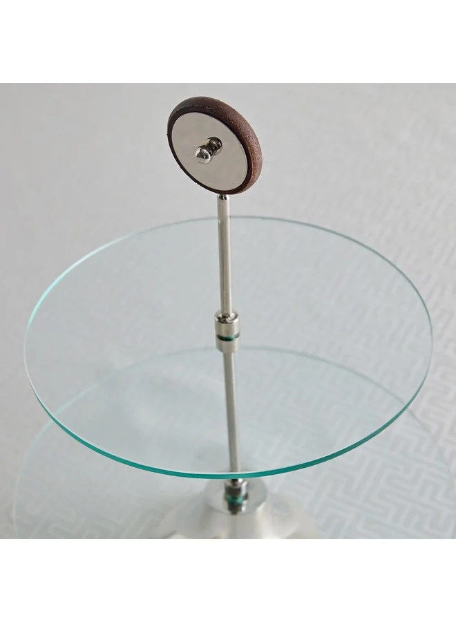 Home Box Aura 2-Tier Glass Serving Platter with Wheel Stem 30 x 40 x 30 cm