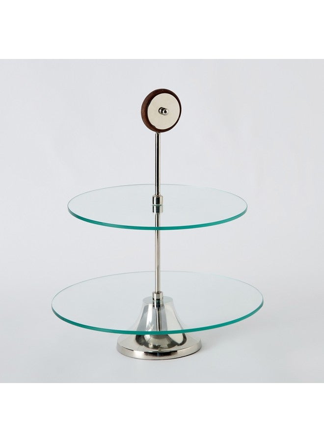 Home Box Aura 2-Tier Glass Serving Platter with Wheel Stem 30 x 40 x 30 cm - Image 5