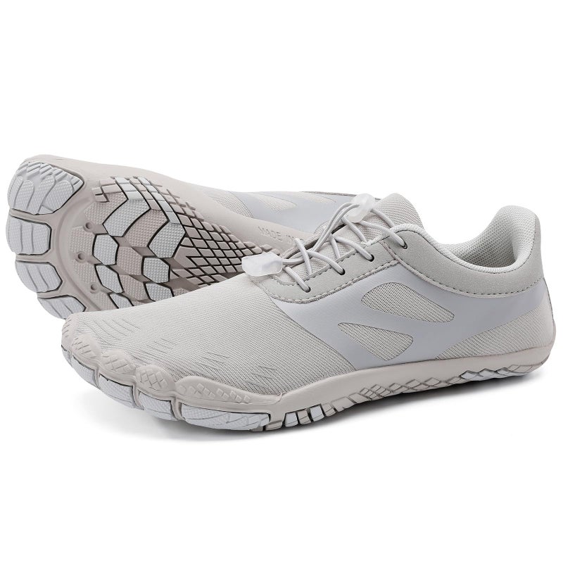 Grand Attack Barefoot Shoes Women Wide Toe Box Zero Drop Wrestling Weightlifting Gym Fitness Shoes Breathable Lightweight Light Grey Size 10511