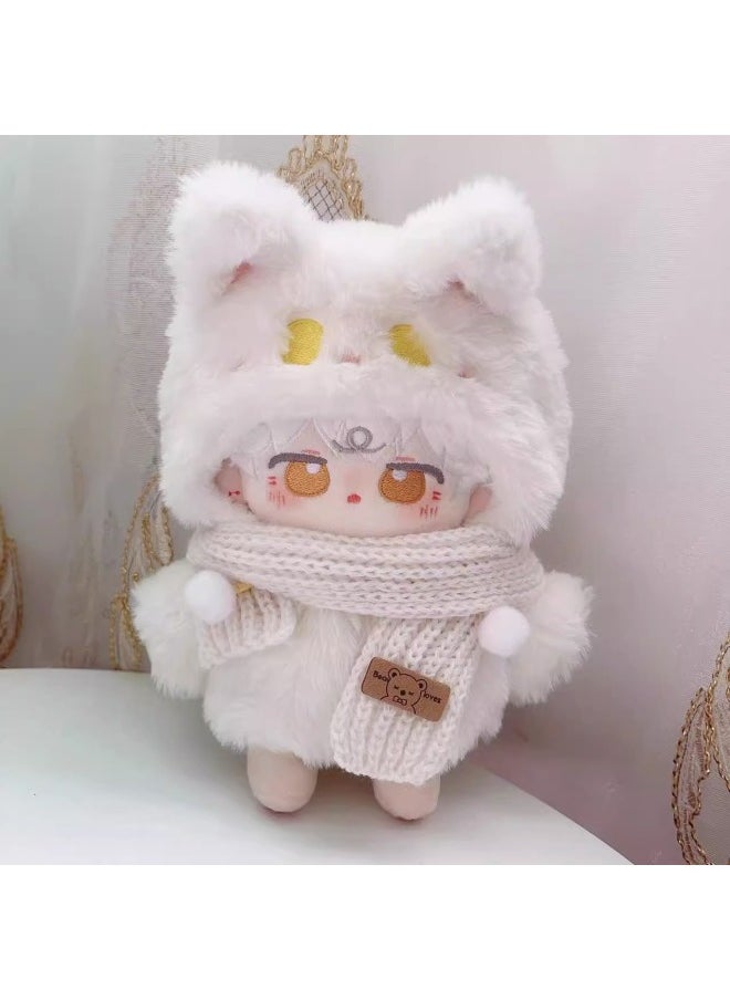 Generic - Light And Night Love Qi Sili Cotton Doll 20cm Dress-up Doll Velvet Fox Gift Doll Birthday Gift Boy Doll-Specifications:20cm With Skeleton Installed-Color:Qi Si Li White + Light Brown Sweater - Image 1